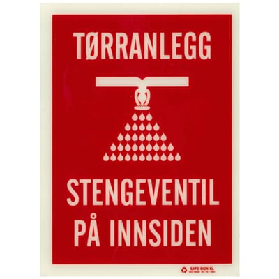 Sprinkler Stengeventil -Tørranlegg, 15x20cm PET