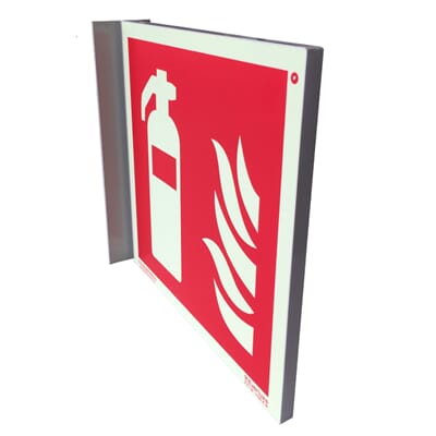 Flaggskilt Fleksibelt, Brannslukker - 20x20cm