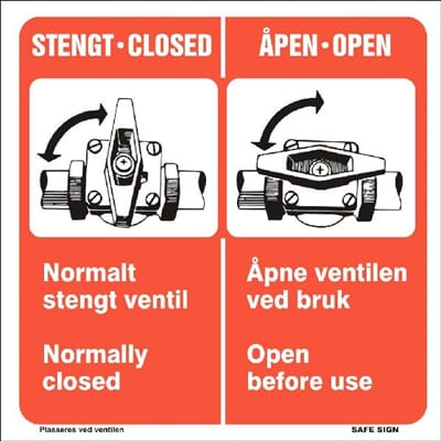 Instruks stoppekran brannslange, 95x95mm, Klebe