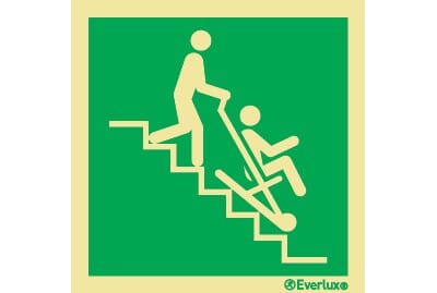 Skilt, Evakueringsstol - 20x20 cm.