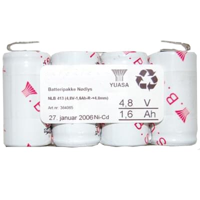 Batteripakke 4816-413, (4,8V 1,6Ah-R-Fl.stift+-4,8)