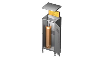 Propanskap for 2 flasker x 33 kg.