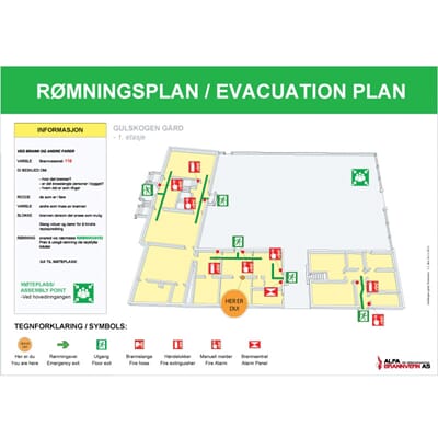 Rømningsplan i 3D pr. etg.