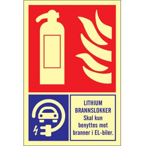Brannslukker, Litium kl. D, 30x20 cm.
