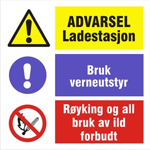 ADVARSEL - Ladestasjon, 60x60 cm.