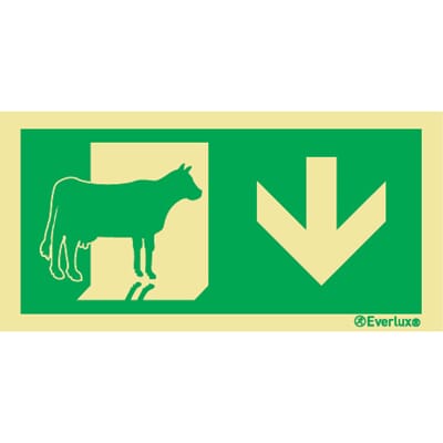 Evakuering av husdyr "Ku" - Pil Ned, 15x30 cm.