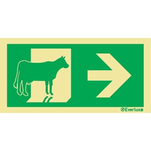 Evakuering av husdyr "Ku" - Pil Høyre, 15x30 cm.