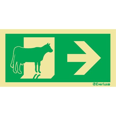 Evakuering av husdyr "Ku" - Pil Høyre, 15x30 cm.