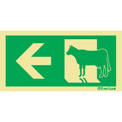 Evakuering av husdyr "Ku" - Pil Venstre, 15x30 cm.