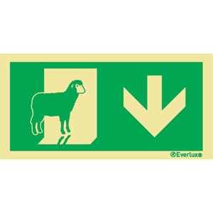 Evakuering av husdyr "Sau" - Pil Ned, 15x30 cm.