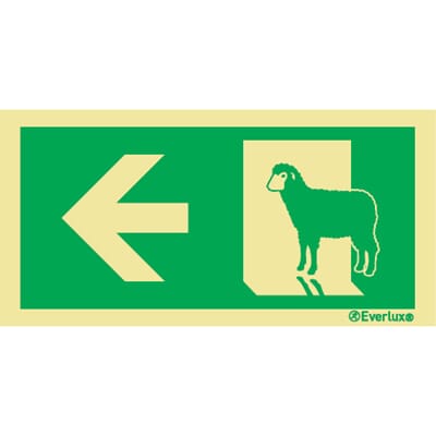 Evakuering av husdyr "Sau" - Pil Venstre, 15x30 cm.