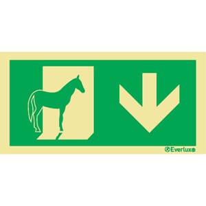 Evakuering av husdyr "Hest" - Pil Ned, 15x30 cm.