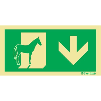 Evakuering av husdyr "Hest" - Pil Ned, 15x30 cm.