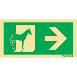 Evakuering av husdyr "Hest" - Pil Høyre, 15x30 cm.