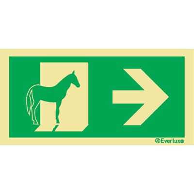 Evakuering av husdyr "Hest" - Pil Høyre, 15x30 cm.