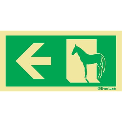 Evakuering av husdyr "Hest" - Pil Venstre, 15x30 cm.