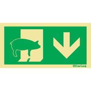 Evakuering av husdyr "Gris" - Pil Ned, 15x30 cm.