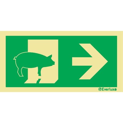 Evakuering av husdyr "Gris" - Pil Høyre, 15x30 cm.