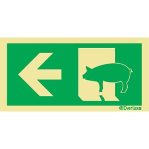 Evakuering av husdyr "Gris" - Pil Venstre, 15x30 cm.