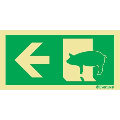 Evakuering av husdyr "Gris" - Pil Venstre, 15x30 cm.
