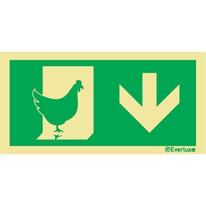 Evakuering av husdyr "Høns" - Pil Ned, 15x30 cm.