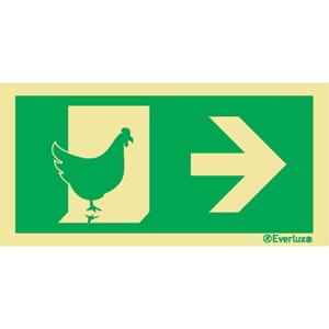 Evakuering av husdyr "Høns" - Pil Høyre, 15x30 cm.