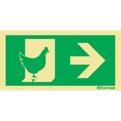 Evakuering av husdyr "Høns" - Pil Høyre, 15x30 cm.