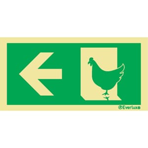 Evakuering av husdyr "Høns" - Pil Venstre, 15x30 cm.