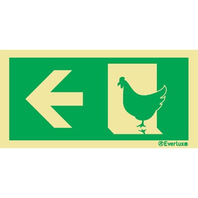 Evakuering av husdyr "Høns" - Pil Venstre, 15x30 cm.