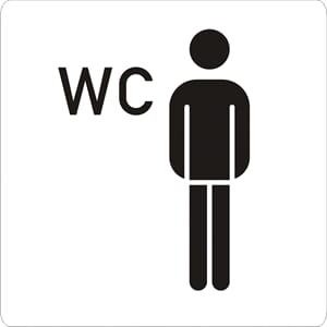 Herretoalett - Klebe hvit, 9x9 cm.