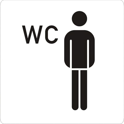 Herretoalett - Klebe hvit, 9x9 cm.