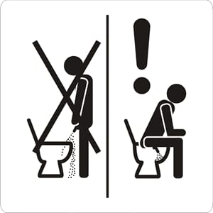 Toalettskilt - Klebe hvit, 9x9 cm.