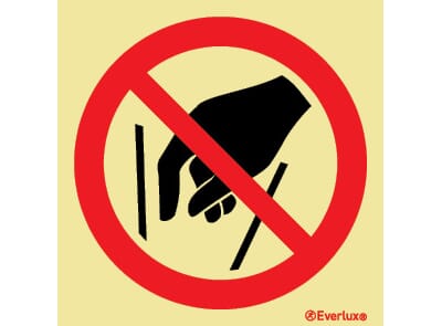 Forbudsskilt - Ikke stikk hånden inn, 15x15 cm.