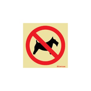 Forbudsskilt - Dyr forbudt, 15x15 cm.