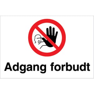 Forbudsskilt - Adgang forbudt, 30x20cm