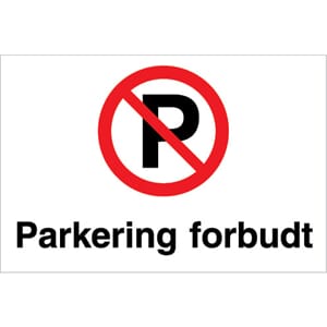 Forbudsskilt - Parkering forbudt, 30x20cm