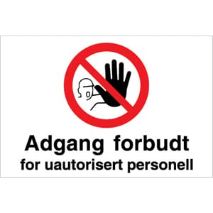 Forbudsskilt - Adgang forbudt, 30x20 cm.