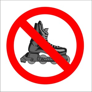 Forbudsskilt - Rulleskøyter forbudt, 20x20 cm., pvc