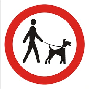 Forbudsskilt - Båndtvang, 20x20 cm., pvc