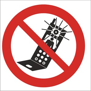 Forbudsskilt - Kameramobil forbudt, 20x20 cm. PVC