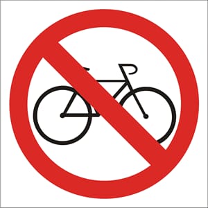 Forbudsskilt - Sykler forbudt, 20x20 cm., pvc