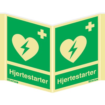 Hjertestarter - Plogskilt, 15x20 cm.