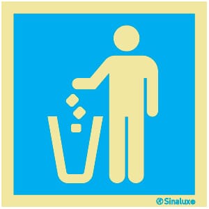 Informasjonsskilt - Søpplekasse, 20x20 cm.