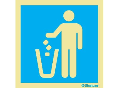 Informasjonsskilt - Søpplekasse, 20x20 cm.