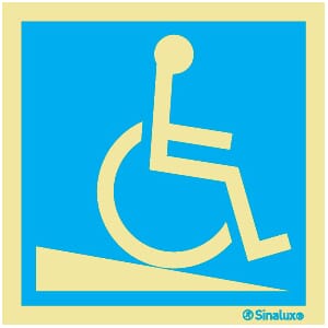 Informasjonsskilt - HC rampe ned, 20x20 cm.