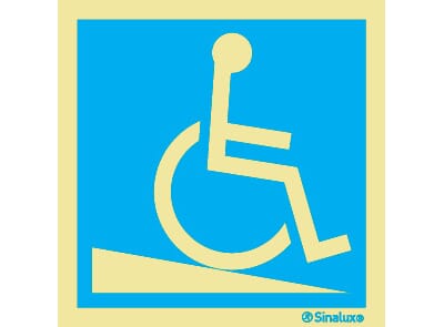 Informasjonsskilt - HC rampe ned, 20x20 cm.