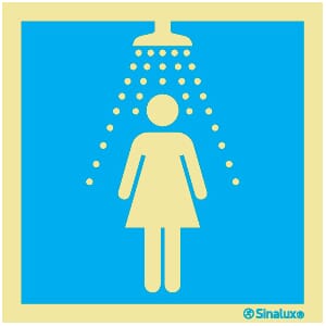 Informasjonsskilt - Dusj damer, 20x20 cm.