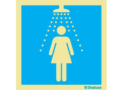 Informasjonsskilt - Dusj damer, 20x20 cm.