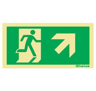 Utgang ved brann - Pil Skrå opp Høyre - 15x30cm