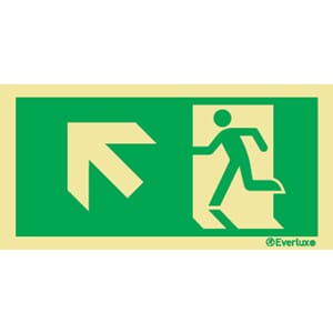 Utgang ved brann - Pil Skrå opp Venstre - 15x30 cm.